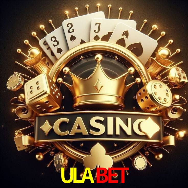Una escena digital vívida inspirada en casino con ULABET mostrado prominentemente, luces brillantes, fichas, cartas y acentos dorados.